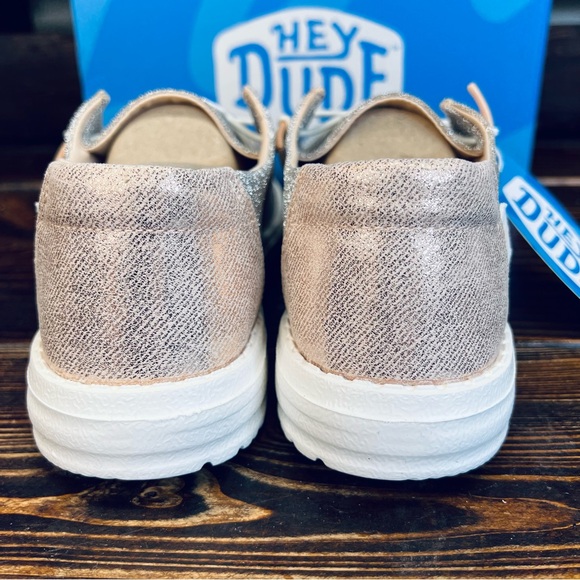 NIB Hey Dude Womens Wendy Metallic Sparkle Rose Gold - Picture 9 of 12